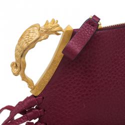 Pre Owned Valentino Red Leather C Rockee Gryphon Fringe Clutch