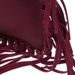 Pre Owned Valentino Red Leather C Rockee Gryphon Fringe Clutch