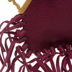 Pre Owned Valentino Red Leather C Rockee Gryphon Fringe Clutch