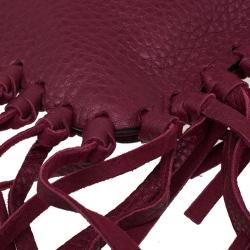 Pre Owned Valentino Red Leather C Rockee Gryphon Fringe Clutch