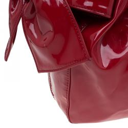 Pre Owned Valentino Red Patent Leather Nuage Bow Tote
