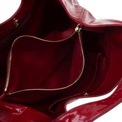 Pre Owned Valentino Red Patent Leather Nuage Bow Tote