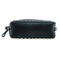 Pre Owned حقيبة كتف فالنتينو كاميرا روكستاد جلد أسود