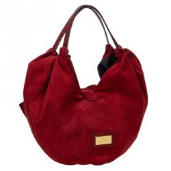مملوكة مسبقًا Valentino Red Suede 360 Bow Hobo