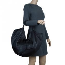 Pre Owned Valentino Black Nappa Leather Folie Bow Hobo