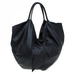 Pre Owned Valentino Black Nappa Leather Folie Bow Hobo