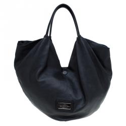 Pre Owned Valentino Black Nappa Leather Folie Bow Hobo