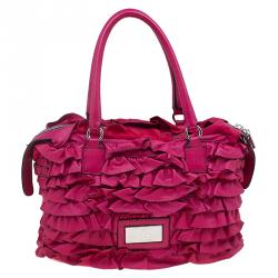 Pre Owned Valentino Red Ruffled Leather Small Satchel