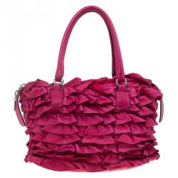 Pre Owned Valentino Red Ruffled Leather Small Satchel