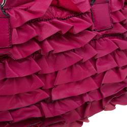 Pre Owned Valentino Red Ruffled Leather Small Satchel