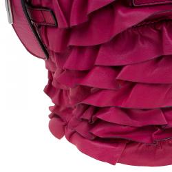 Pre Owned Valentino Red Ruffled Leather Small Satchel
