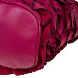 Pre Owned Valentino Red Ruffled Leather Small Satchel