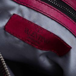Pre Owned Valentino Red Ruffled Leather Small Satchel