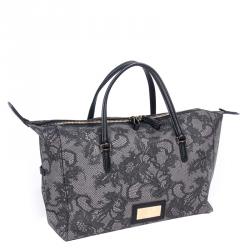 Valentino Grey Lace Floral Duffle Bag