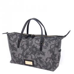 Valentino Grey Lace Floral Duffle Bag