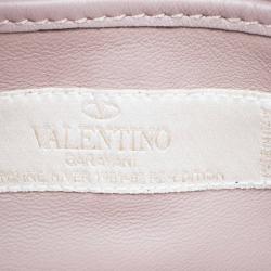 Pre Owned Valentino Beige Leather Logo Go Crossbody Bag