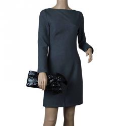 Pre Owned Valentino Black Python Bow Clutch