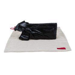 Pre Owned Valentino Black Python Bow Clutch