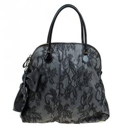 Pre Owned Valentino Black Lace Bow Dome Bag
