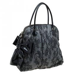 Pre Owned Valentino Black Lace Bow Dome Bag