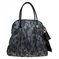 Pre Owned Valentino Black Lace Bow Dome Bag
