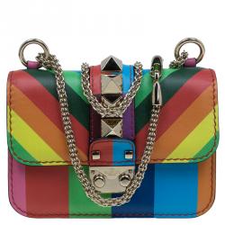 Pre Owned Valentino Multicolor Leather Mini Glam Lock Shoulder Bag
