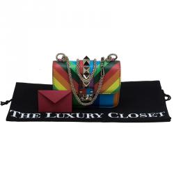Pre Owned Valentino Multicolor Leather Mini Glam Lock Shoulder Bag