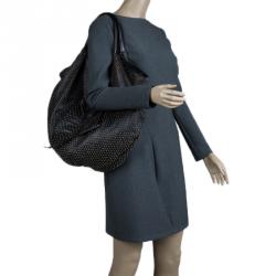 Pre Owned Valentino Black Nappa Leather Studded Folie Bow Hobo