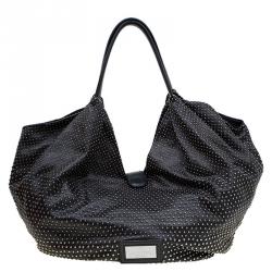 Pre Owned Valentino Black Nappa Leather Studded Folie Bow Hobo