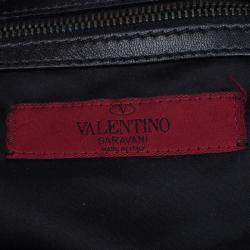 Pre Owned Valentino Black Nappa Leather Studded Folie Bow Hobo