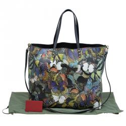 Pre Owned Valentino Multicolor Canvas Patchwork Butterfly Easy Tote