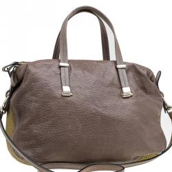 Pre Owned Valentino Brown/Gold Leather and Metal Mesh Top Handle Bag