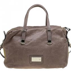 Pre Owned Valentino Brown/Gold Leather and Metal Mesh Top Handle Bag