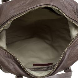 Pre Owned Valentino Brown/Gold Leather and Metal Mesh Top Handle Bag