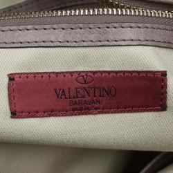 Pre Owned Valentino Brown/Gold Leather and Metal Mesh Top Handle Bag