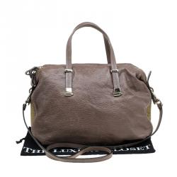 Pre Owned Valentino Brown/Gold Leather and Metal Mesh Top Handle Bag