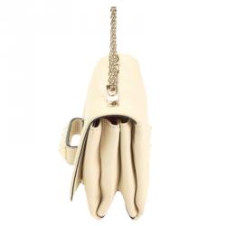 Pre Owned Valentino Cream Leather Va Va Voom Chain Shoulder Bag