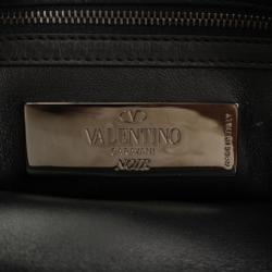 Pre Owned Valentino Black Leather Rockstud Flip Lock Messenger Bag