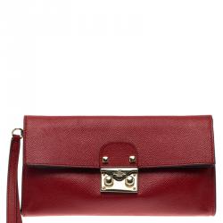 Valentino Red Textured Leather Folded Pouch