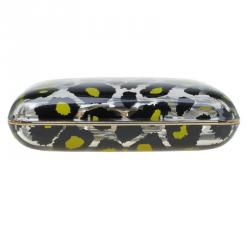 Pre Owned Valentino Leopard Print Plexiglass Chain Clutch