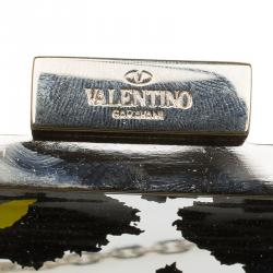 Pre Owned Valentino Leopard Print Plexiglass Chain Clutch