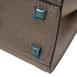 Pre Owned Valentino Metallic Beige Pebbled Leather My Rockstud Tote