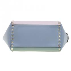 Pre Owned Valentino Tri Color Leather Small Rockstud Shopper Tote