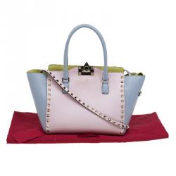 Pre Owned Valentino Tri Color Leather Small Rockstud Shopper Tote