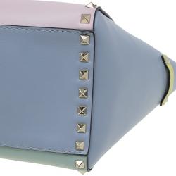 Pre Owned Valentino Tri Color Leather Small Rockstud Shopper Tote