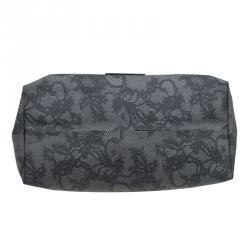 Pre Owned Valentino Grey Vinyl Lace Print Tote