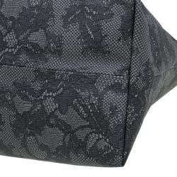 Pre Owned Valentino Grey Vinyl Lace Print Tote