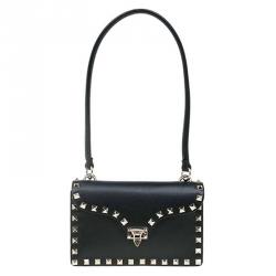 Pre Owned Valentino Black Leather Rockstud Handbag