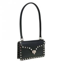 Pre Owned Valentino Black Leather Rockstud Handbag