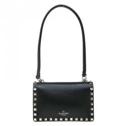 Pre Owned Valentino Black Leather Rockstud Handbag